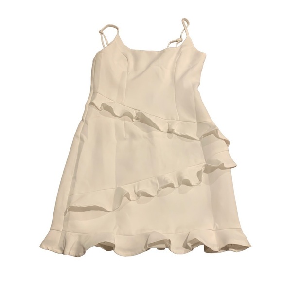 Saints + Secrets White Ruffled Strapless Bodycon Mini Dress Size Small - Picture 1 of 11